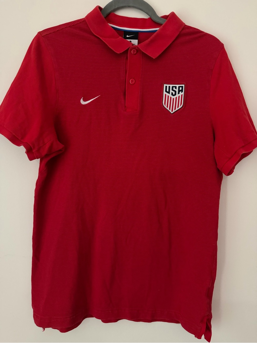 Nike USA Soccer Crest Polo Shirt Red Size L Like New